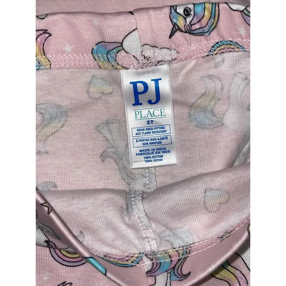 The Children's Place Pink Cameo Unicorn Heart Snug Fit Cotton Pajamas 3T